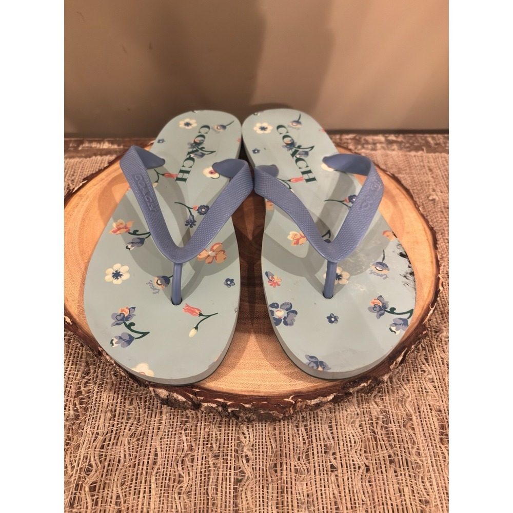 Coach Women's Zak Flip‎ Flops in Light Teal Size 5/6